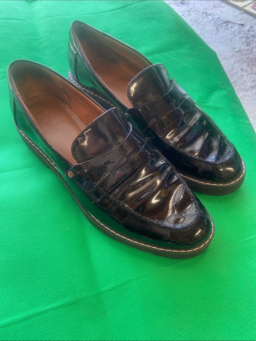 Franco Sarto Black Patent Leather Penny Loafers